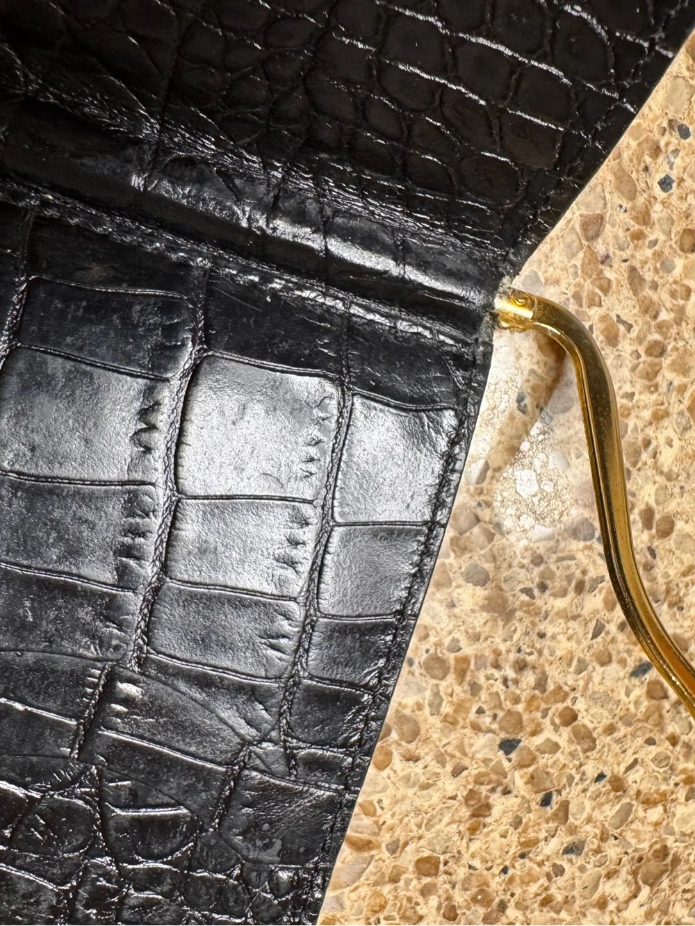Black Croc-Embossed Banknotes & Card Holder Wallet- Source Unknown